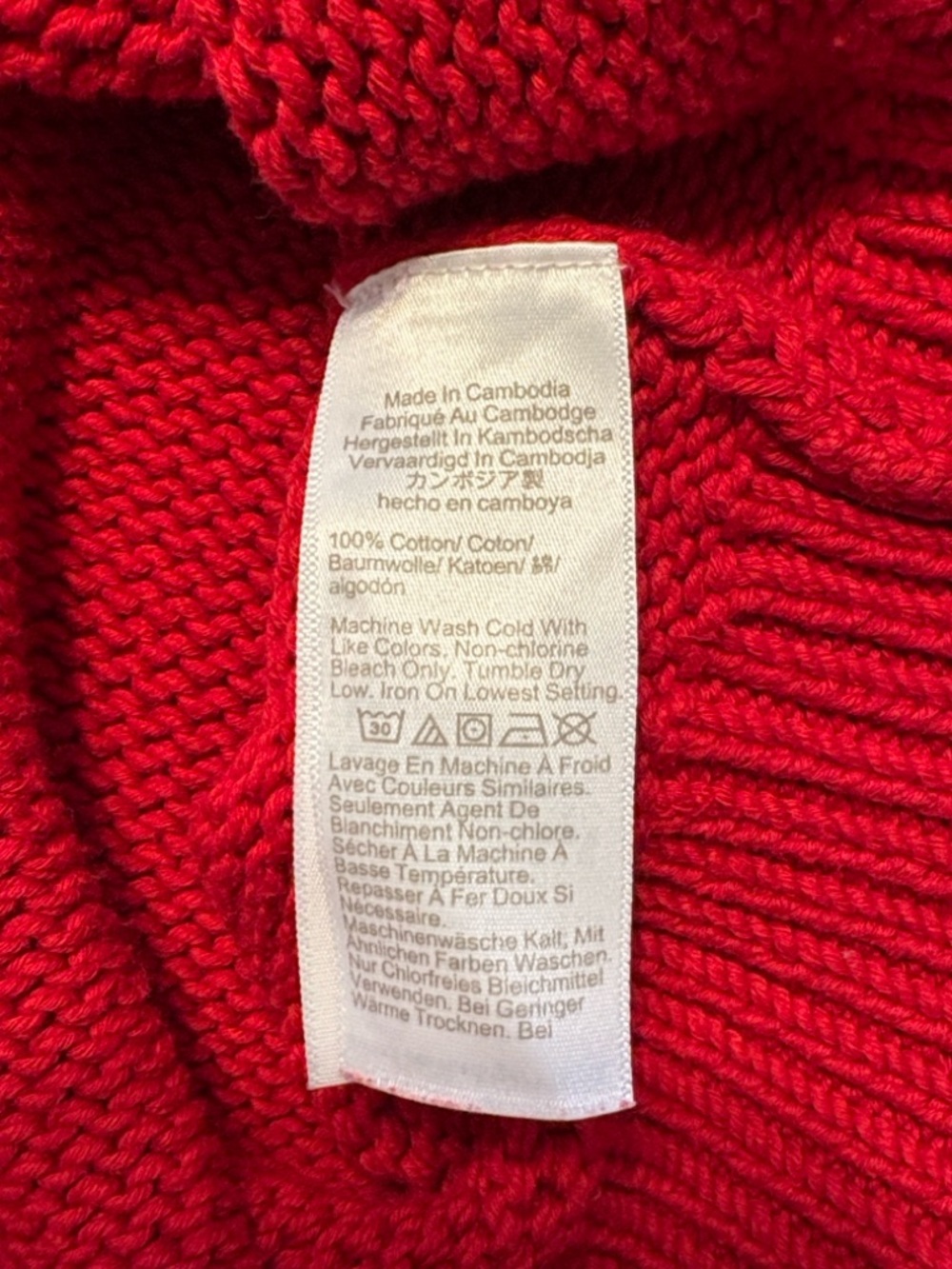 J. Crew Heritage Cotton Oversized V-Neck Sweater S Red Fisherman Preppy - Picture 7 of 7